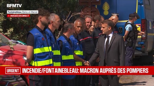 Incendie de Fontainebleau : Emmanuel Macron auprès des pompiers